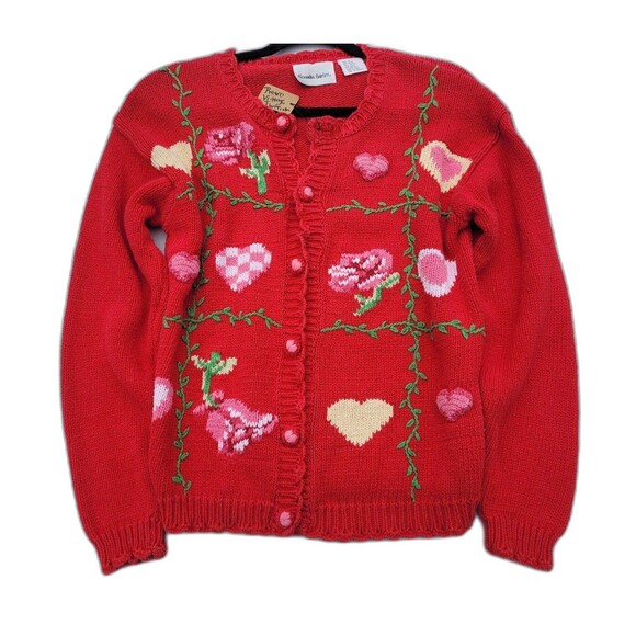 American Vintage Sweaters - Vintage Hearts Cardigan sweater Valentines Day